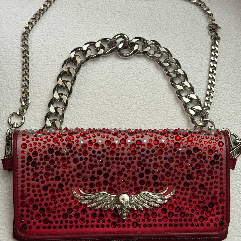 Limited Edition Steve Madden Red Studded Handbag with Silver Chain